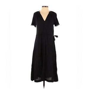 Voloshin black crinkle cotton midi dress